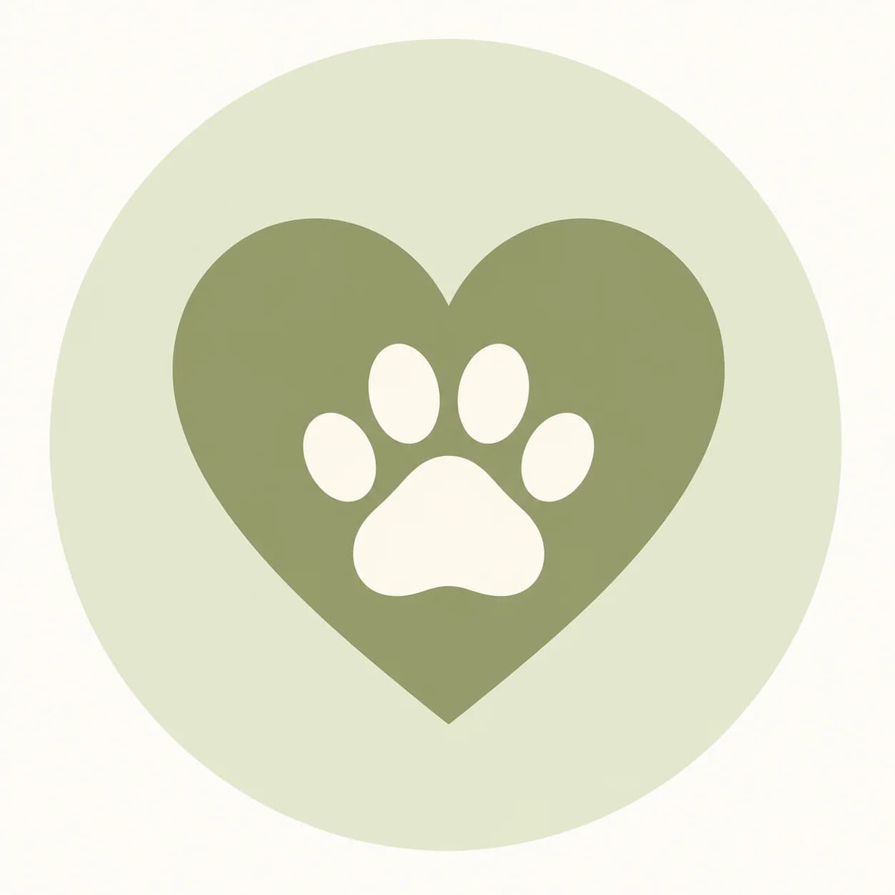 Caring curation icon with heart and paw